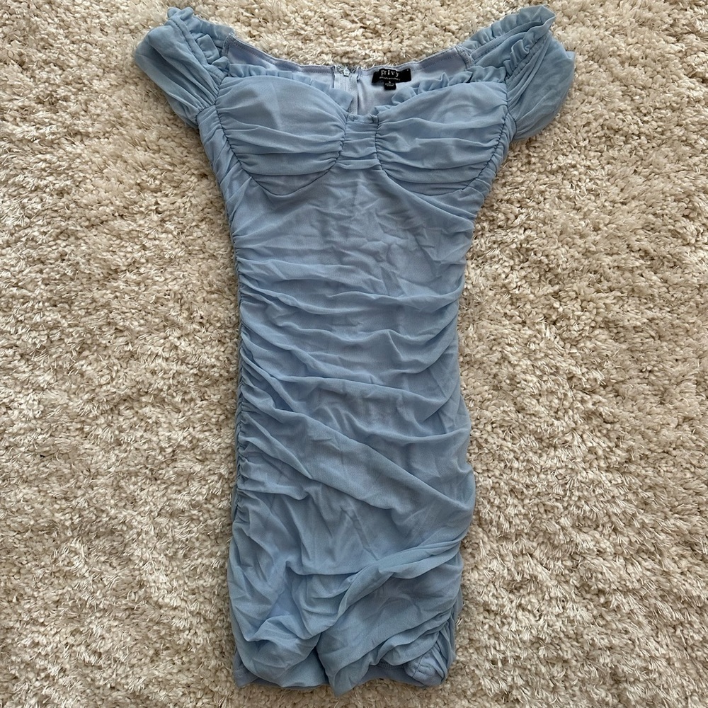 Privy Baby Blue Ruffle Mini Dress